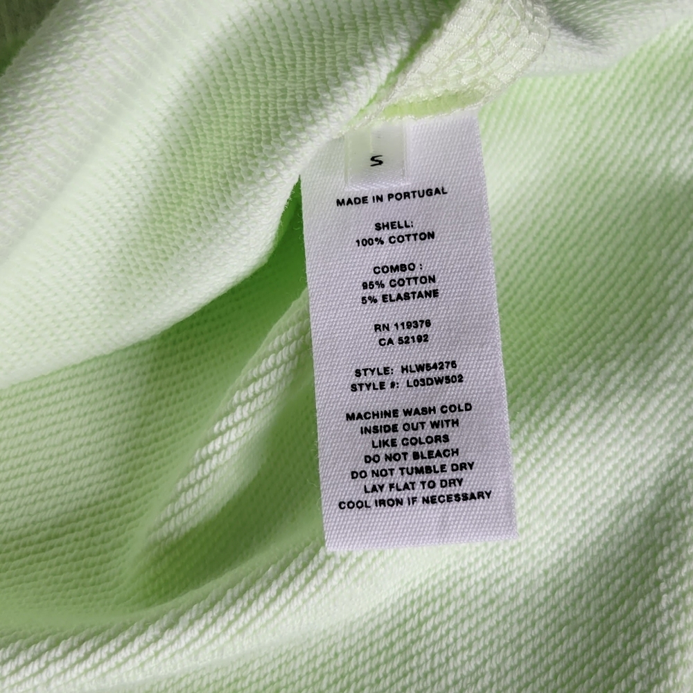 Helmut Lang Embroidered French Cotton Terry Hoodie Neon Lime Women's XS - Picture 11 of 15